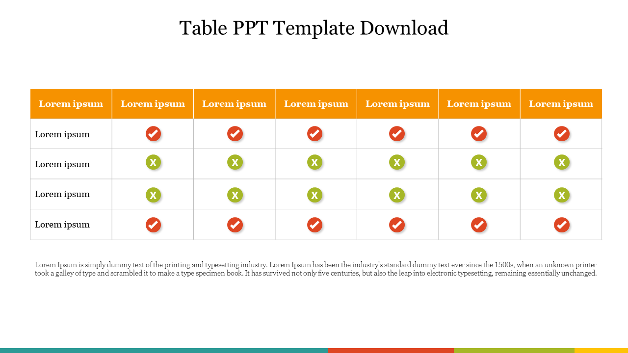 Table PPT Template Free Download